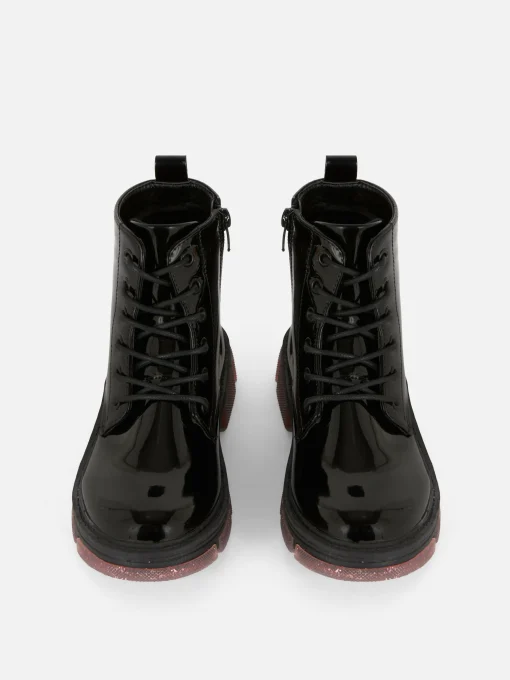 Patent Faux Leather Sparkle Sole Boots