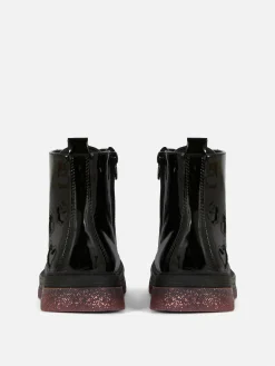 Patent Faux Leather Sparkle Sole Boots
