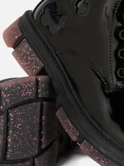 Patent Faux Leather Sparkle Sole Boots