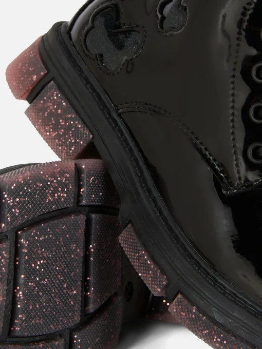 Patent Faux Leather Sparkle Sole Boots