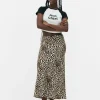 Picot Waistband Leopard Print Midi Skirt