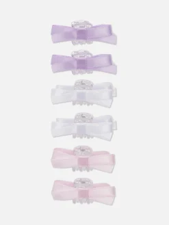 6pk Bow Bulldog Hair Clips