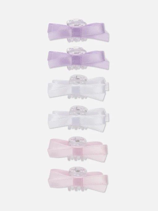 6pk Bow Bulldog Hair Clips