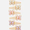 6pk Butterfly Gem Snap Hair Clips