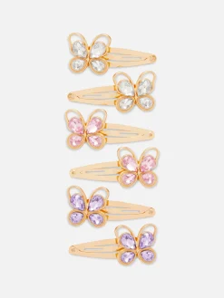 6pk Butterfly Gem Snap Hair Clips