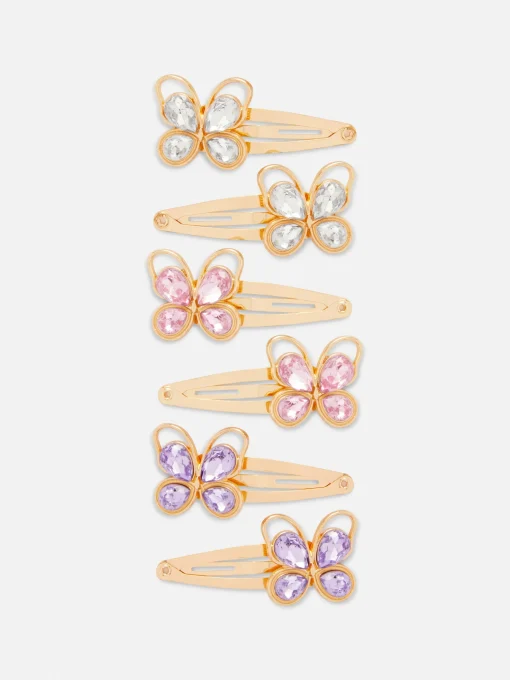 6pk Butterfly Gem Snap Hair Clips