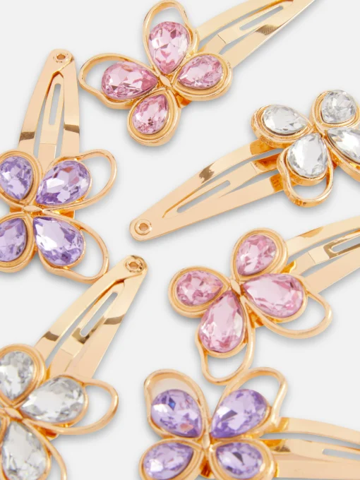 6pk Butterfly Gem Snap Hair Clips