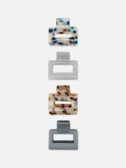 4pk Rectangle Bulldog Hair Clips