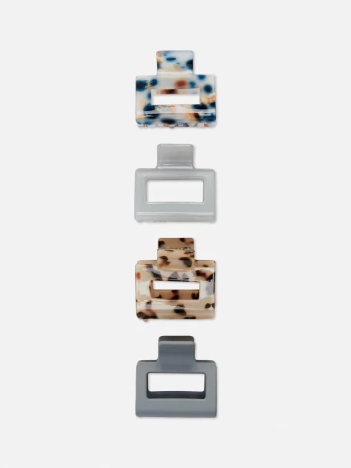 4pk Rectangle Bulldog Hair Clips