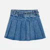 Pleated Denim Skirt
