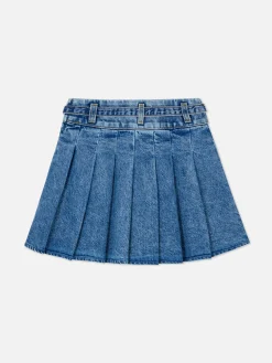 Pleated Denim Skirt