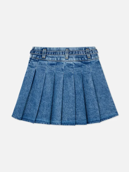 Pleated Denim Skirt