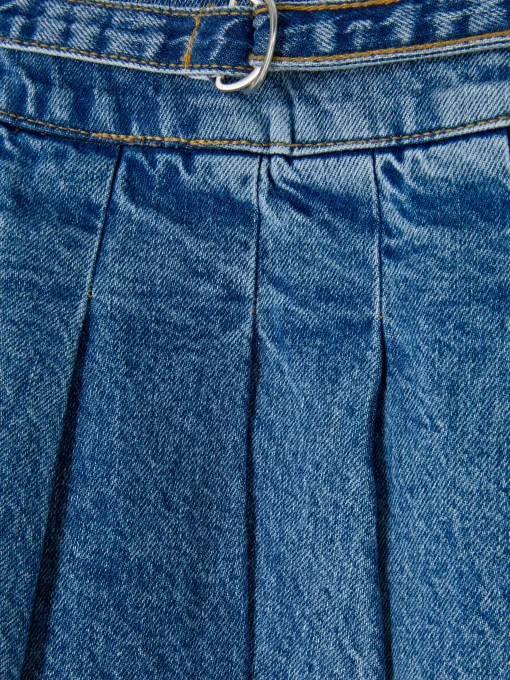 Pleated Denim Skirt