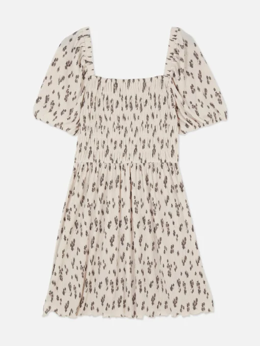 Plissé Shirred Mini Dress