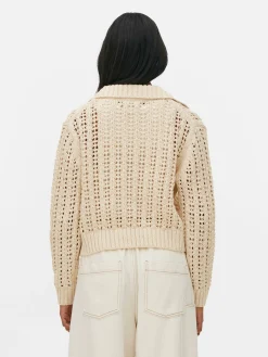 Pointelle Collared Sweater
