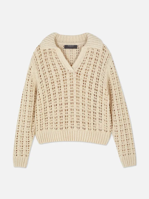 Pointelle Collared Sweater