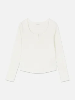 Pointelle Long Sleeve Pajama Top