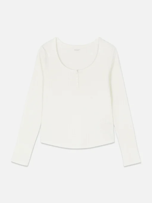 Pointelle Long Sleeve Pajama Top