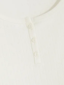 Pointelle Long Sleeve Pajama Top