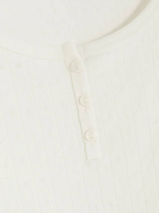 Pointelle Long Sleeve Pajama Top