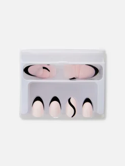 PS Almond Gloss Contrast Tip Faux Nails