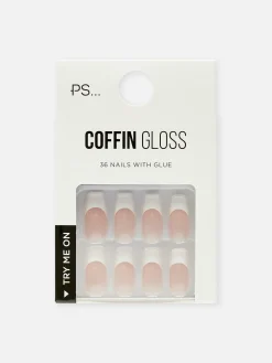 PS Glossy French Jewel Faux Nails