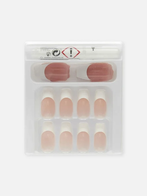 PS Glossy French Jewel Faux Nails