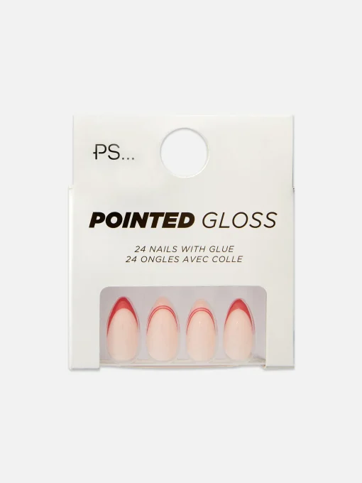 PS Pointed Gloss Contrast Tip Faux Nails