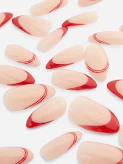 PS Pointed Gloss Contrast Tip Faux Nails