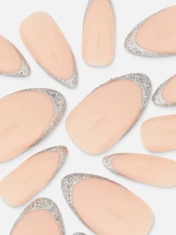 PS Pointed Gloss Glitter Faux Nails