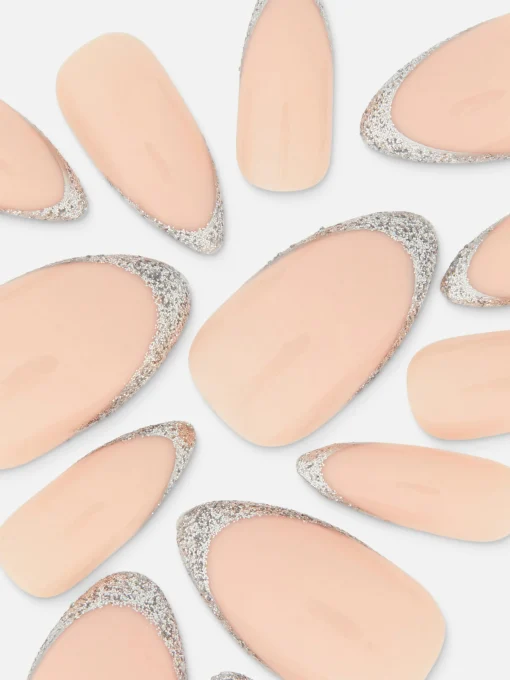 PS Pointed Gloss Glitter Faux Nails