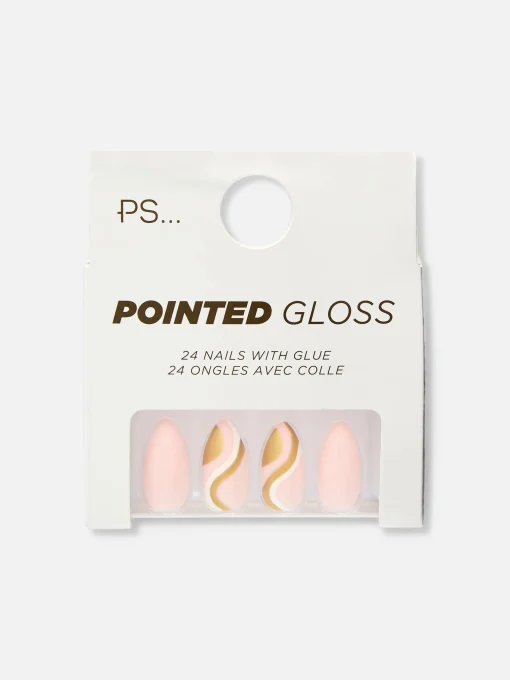 PS Pointed Gloss Swirl Faux Nails