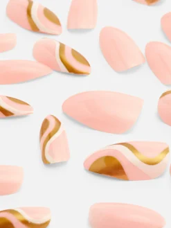 PS Pointed Gloss Swirl Faux Nails