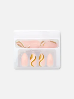 PS Pointed Gloss Swirl Faux Nails