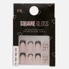 PS Square Gloss Heart Faux Nails