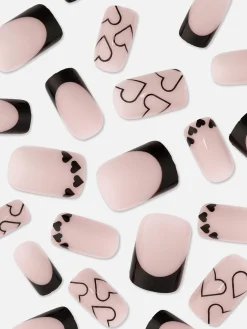 PS Square Gloss Heart Faux Nails