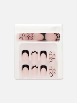 PS Square Gloss Heart Faux Nails