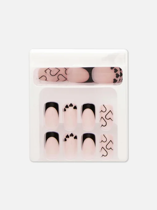 PS Square Gloss Heart Faux Nails