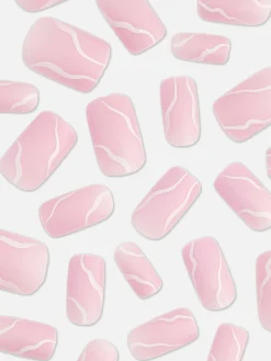 PS Square Gloss Swirled Faux Nails