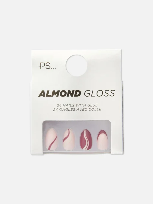 PS Swirled Almond Gloss Faux Nails