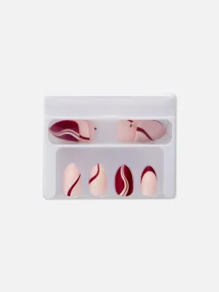 PS Swirled Almond Gloss Faux Nails