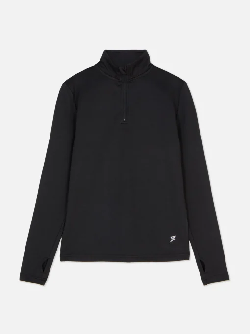 Quarter Zip Track Top With Thumb Holes