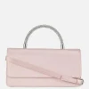 Rhinestone Handle Satin Crossbody Bag