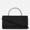 Rhinestone Handle Satin Crossbody Bag