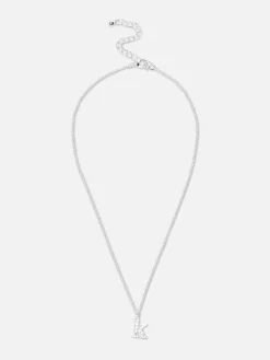 Rhinestone Initial Pendant Necklace