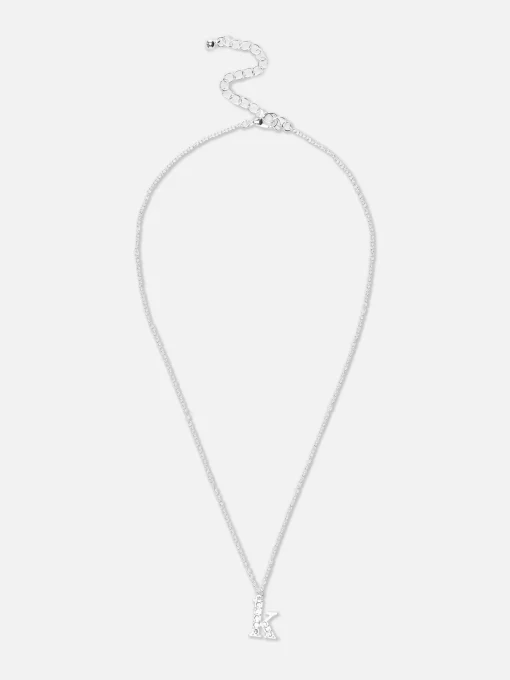Rhinestone Initial Pendant Necklace