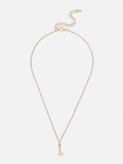 Rhinestone Initial Pendant Necklace