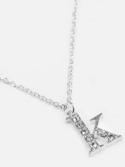 Rhinestone Initial Pendant Necklace