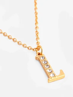 Rhinestone Initial Pendant Necklace