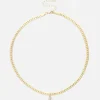 Rhinestone Initial Snake Chain Necklace